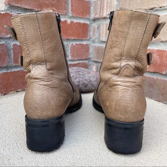 Cristhelen B.⭐️RARE⭐️Musette,Romania,Taupe Leather Lace-Up Buckle Boots Sz 6.5 - Picture 5 of 10